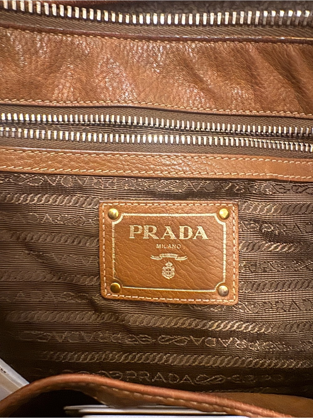 Prada Cognac Pebbled Leather Hobo with Gold Hardware - Picture 2 of 6